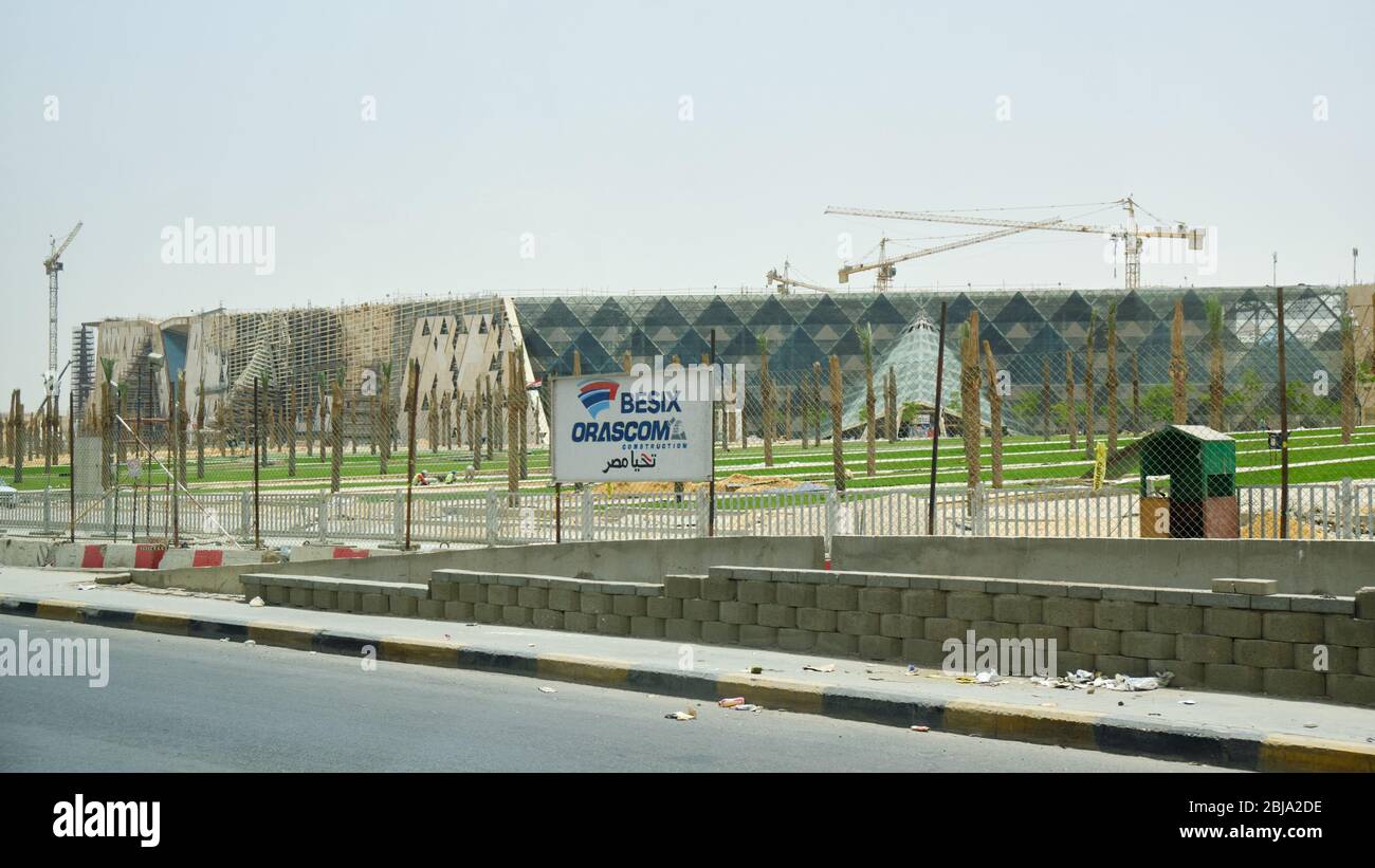Giza Plateau, Cairo / Egypt May 25, 2019 Construction of the new