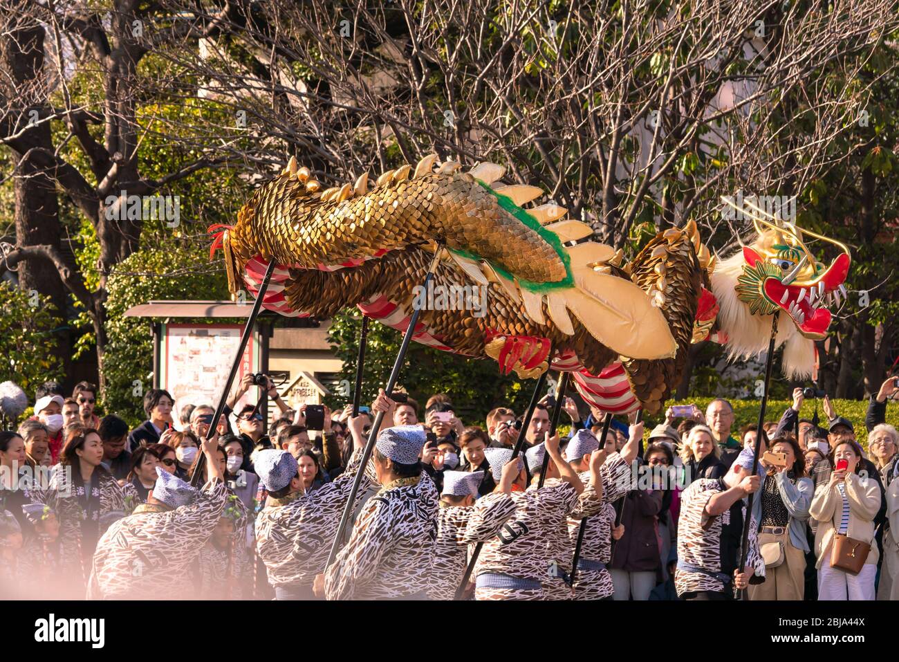 tokyo, japan march 18 2020 Japanese puppet masters holding a huge