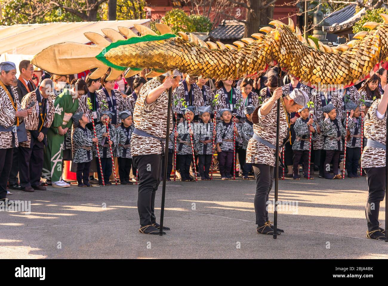 tokyo, japan march 18 2020 Japanese puppet masters holding a huge