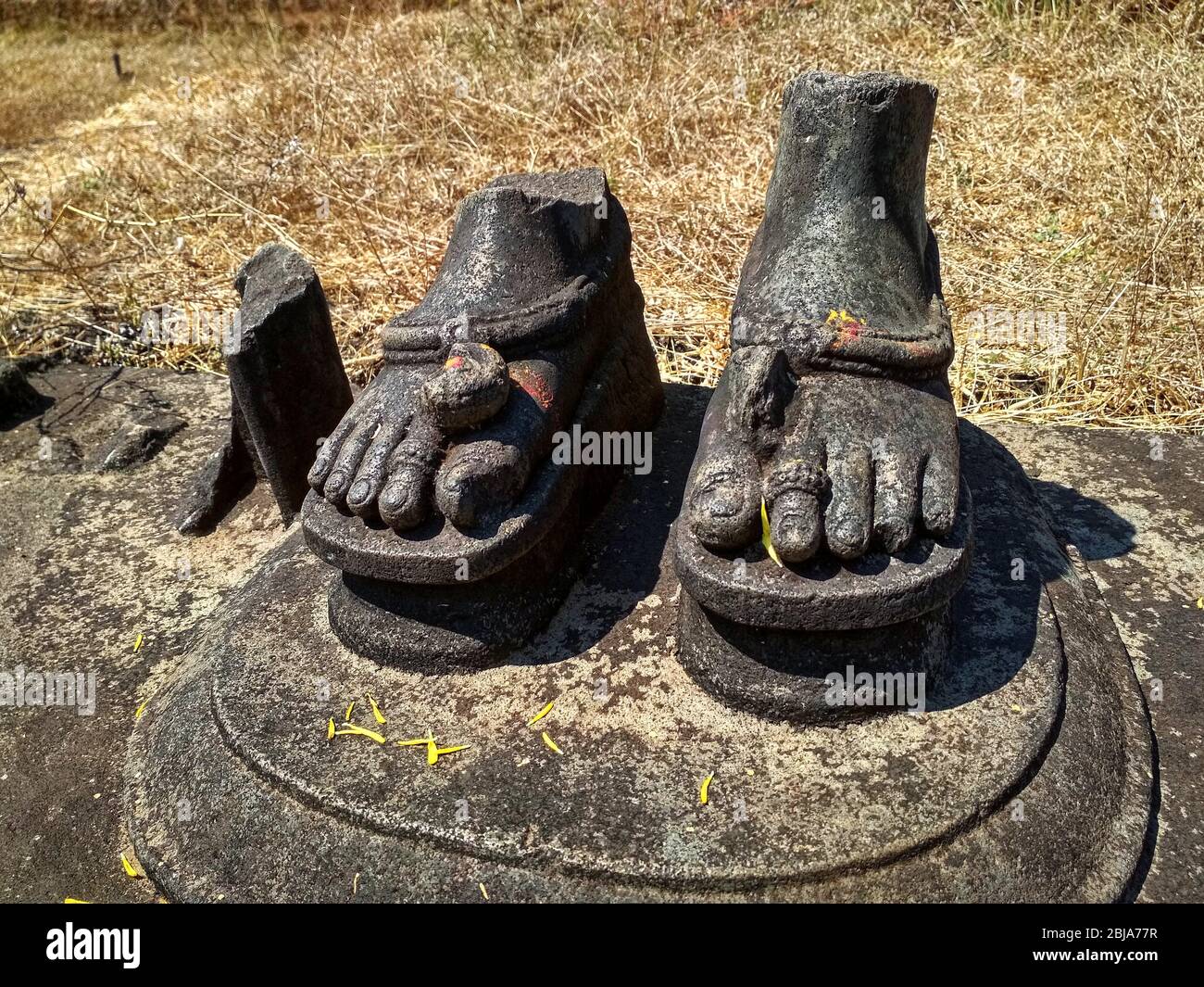 Broken feet structure of a statue found at Aghoreshwara temple Stock Photo