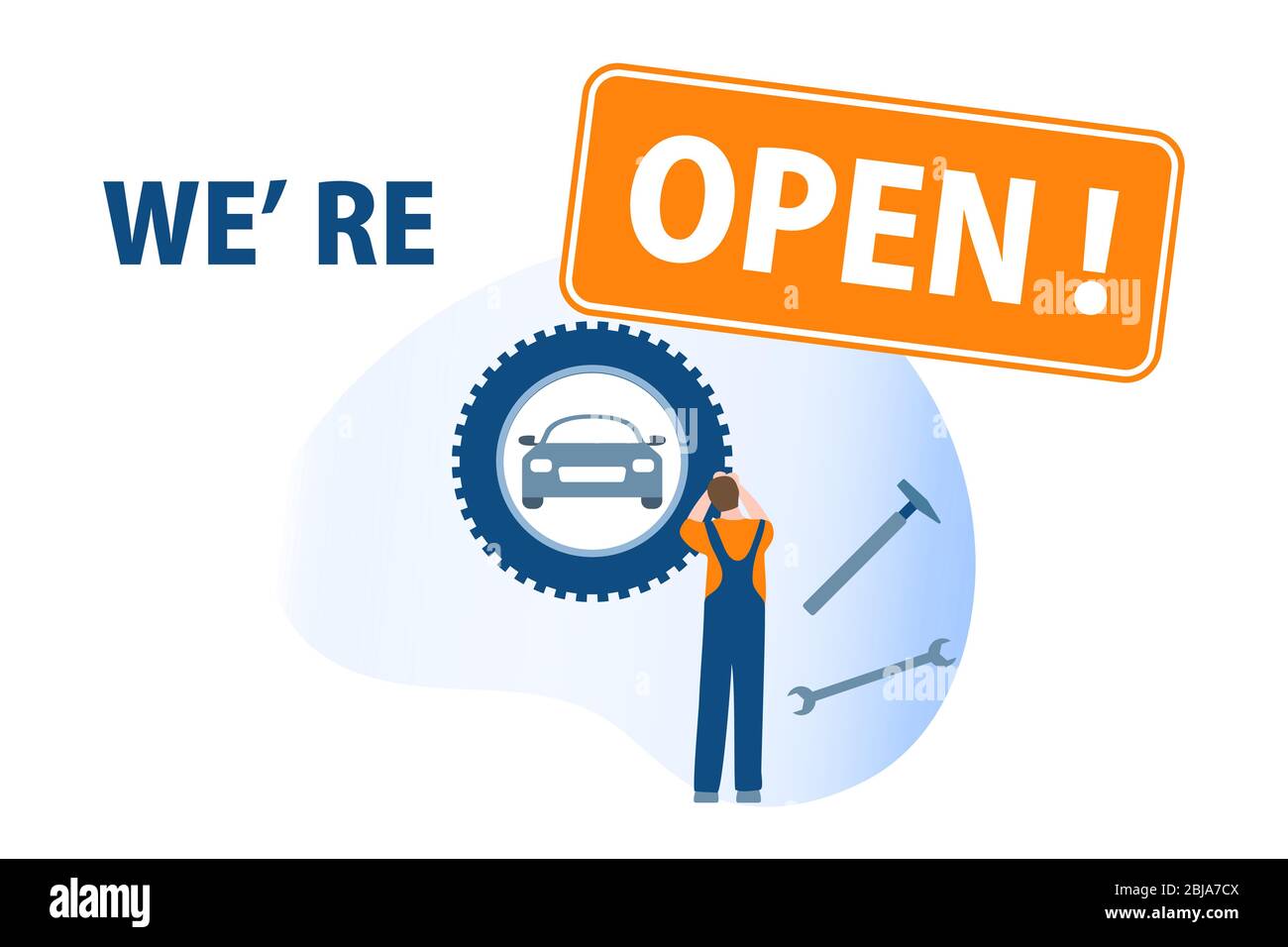 Vector illustration Opening of Car service, Auto repair shops, Auto diagnostics center