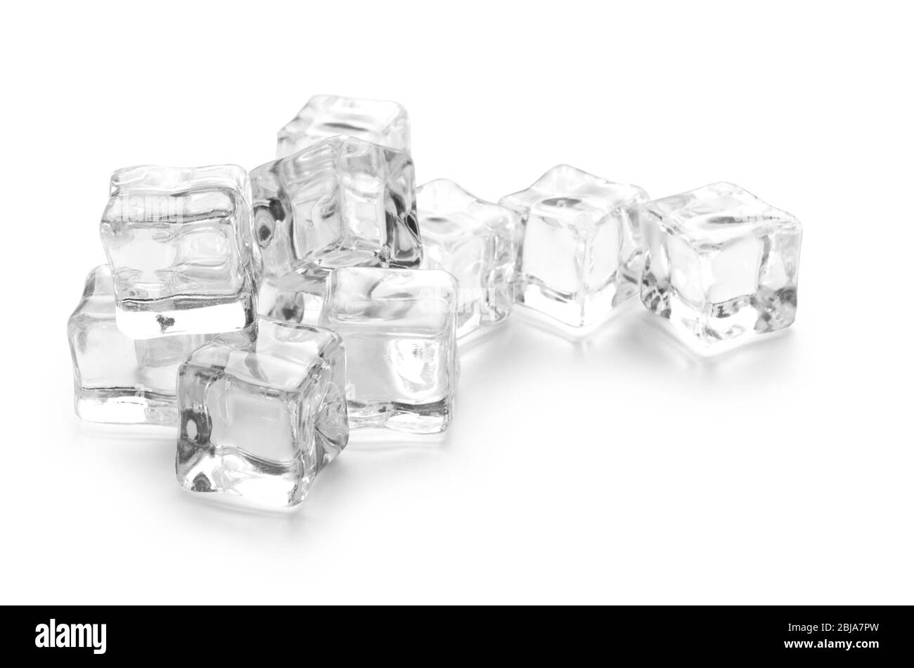 three ice cubes on white background Stock Photo - Alamy