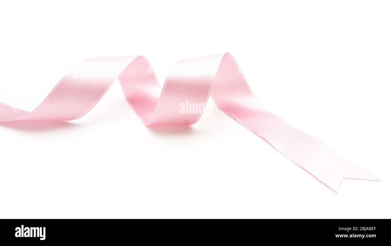 Pink ribbon bow in isolated on white background Stock Photo - Alamy
