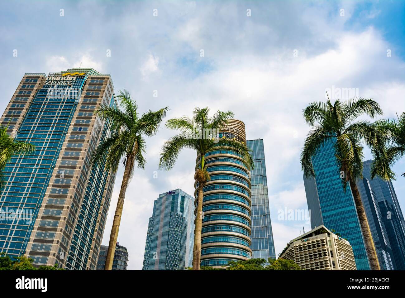 Buildings in Sudirman, which is Central Business District of Jakarta. There are banks, insurance, and ministry of finance buildings. Stock Photo
