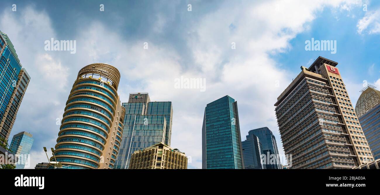 Buildings in Sudirman, which is Central Business District of Jakarta. There are banks, insurance, and ministry of finance buildings. Stock Photo