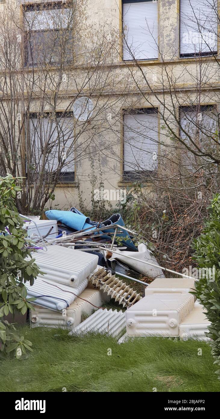 old radiators in front of a house, Germany Stock Photo Alamy