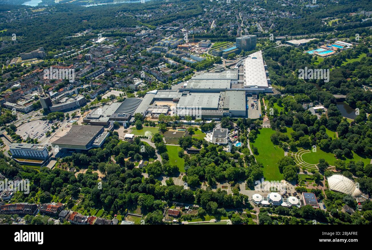 fairground Messe Essen and Gruga Park, 23.06.2016, aerial view, Germany, North Rhine-Westphalia, Ruhr Area, Essen Stock Photo
