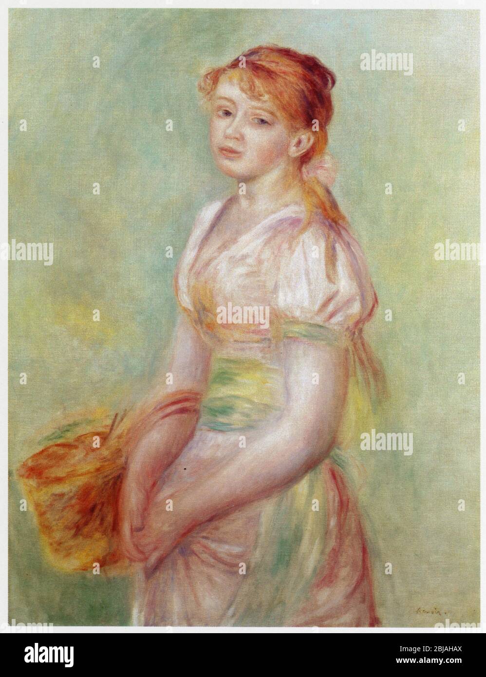 Young girl at a garden bank. - Pierre-Auguste Renoir