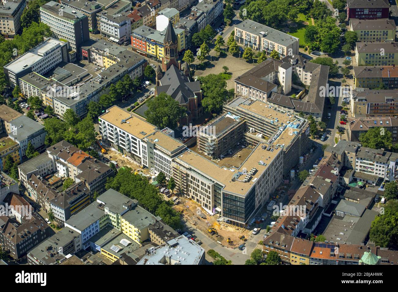 , Construction site of a residential complex Kastanienhoefe in Essen, 23.06.2016, aerial view, Germany, North Rhine-Westphalia, Ruhr Area, Essen Stock Photo