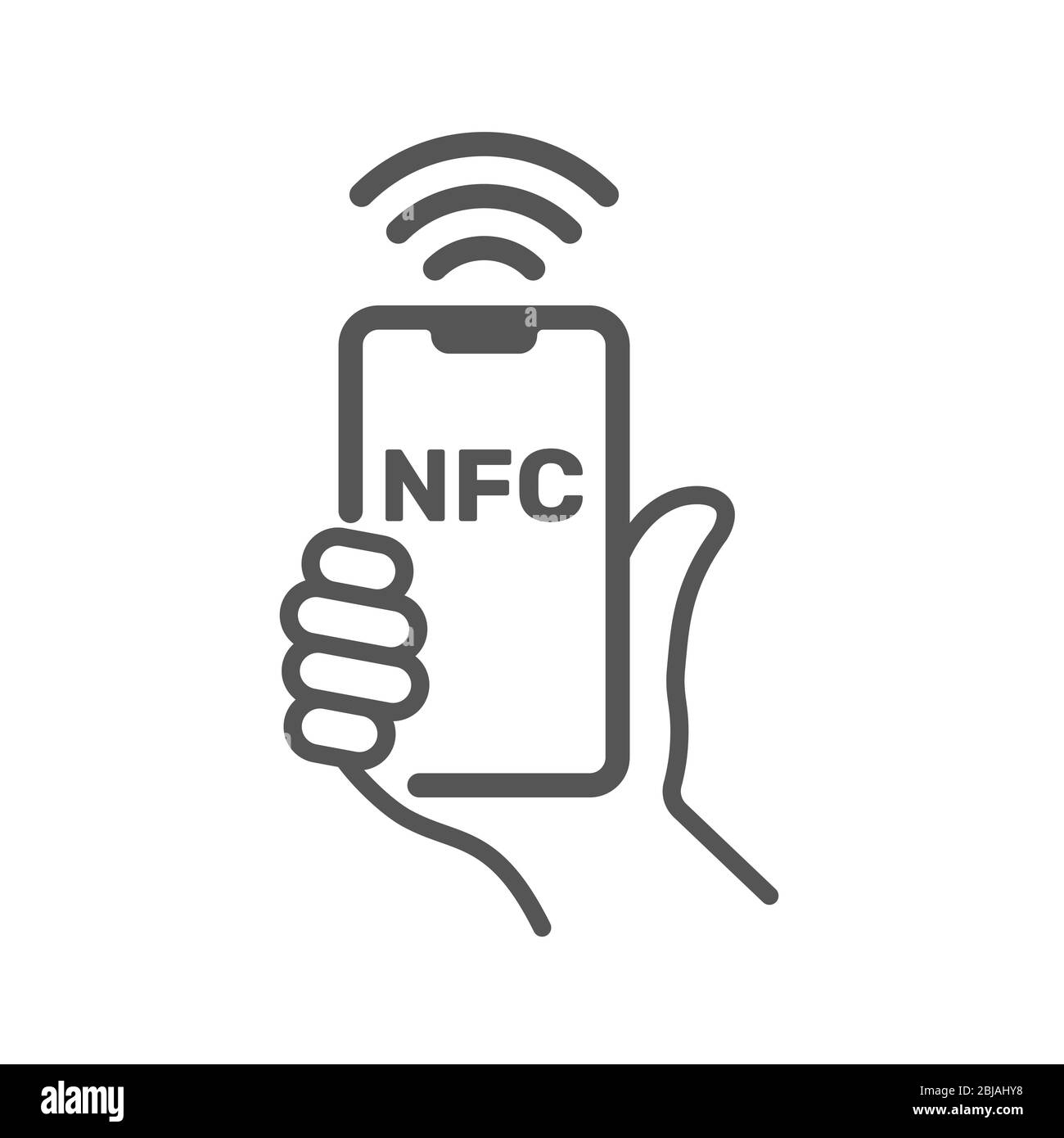 Near field communication, NFC mobile phone, NFC payment with mobile phone smartphone flat vector icon for apps and websites Stock Vector