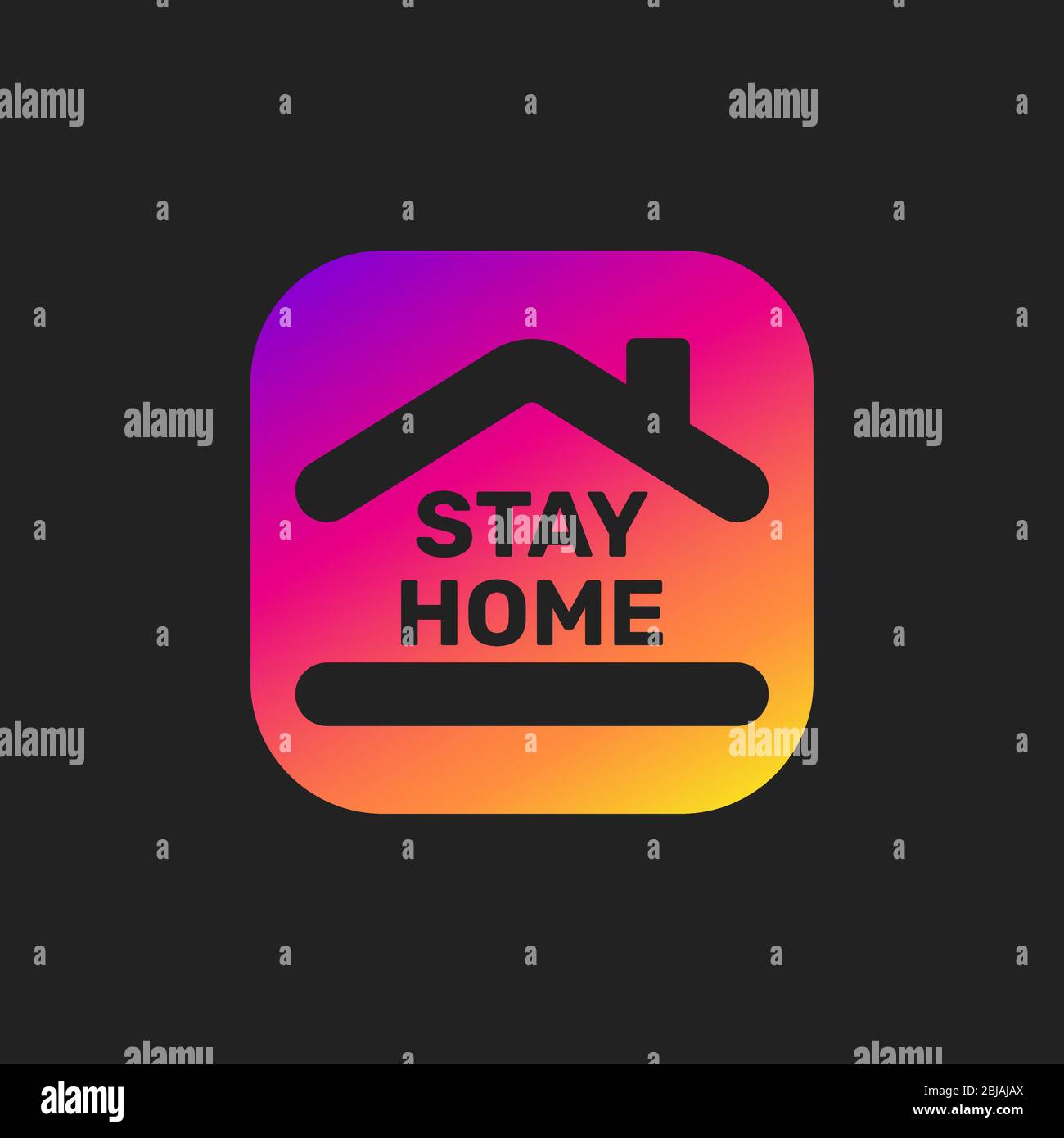 Stay home banner. Colorful sign on black background. EPS 10 Stock Vector