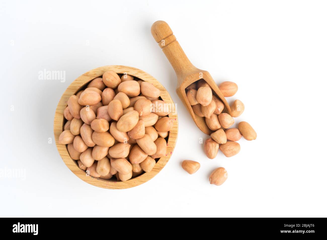 peanut bean on cup isolated  top view on a white background Stock Photo