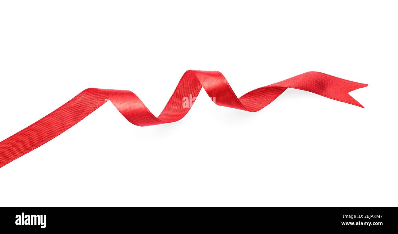 Red ribbon isolated on white Stock Photo - Alamy