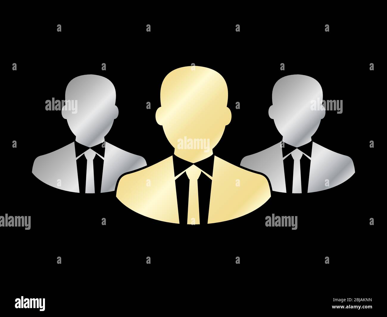 Businessman team icon. Silhouette icon. Isolated on black color. Flat vector. EPS 10. Stock Vector