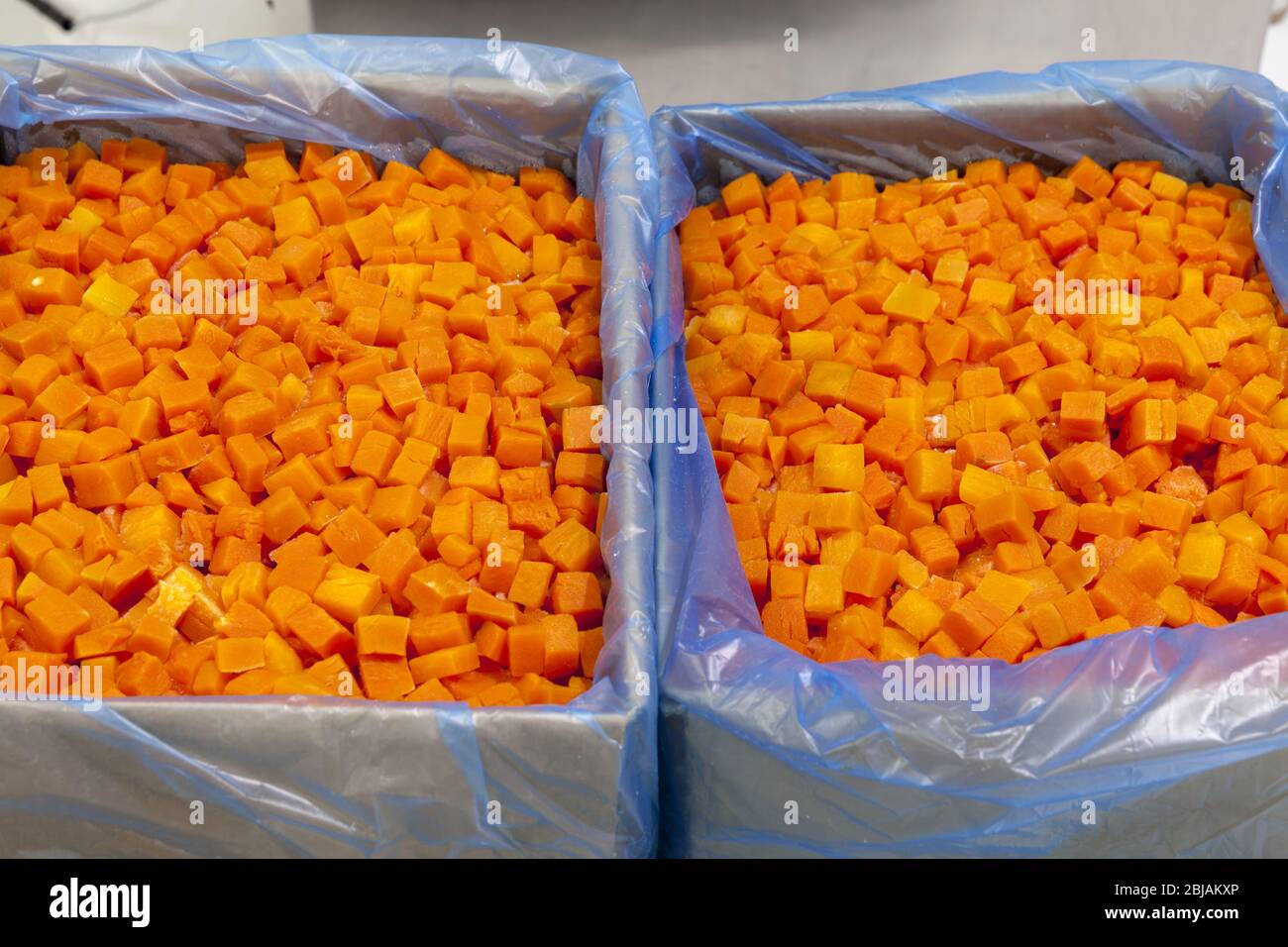 frozen carrot in a box, industrial packaging Stock Photo Alamy