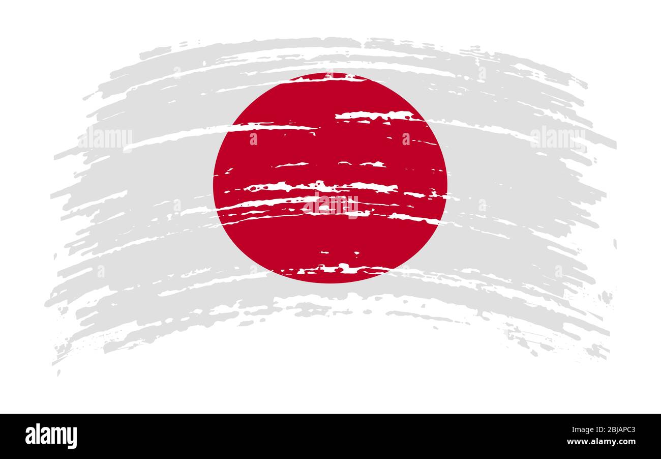 Japanese flag in grunge brush stroke, vector image Stock Vector