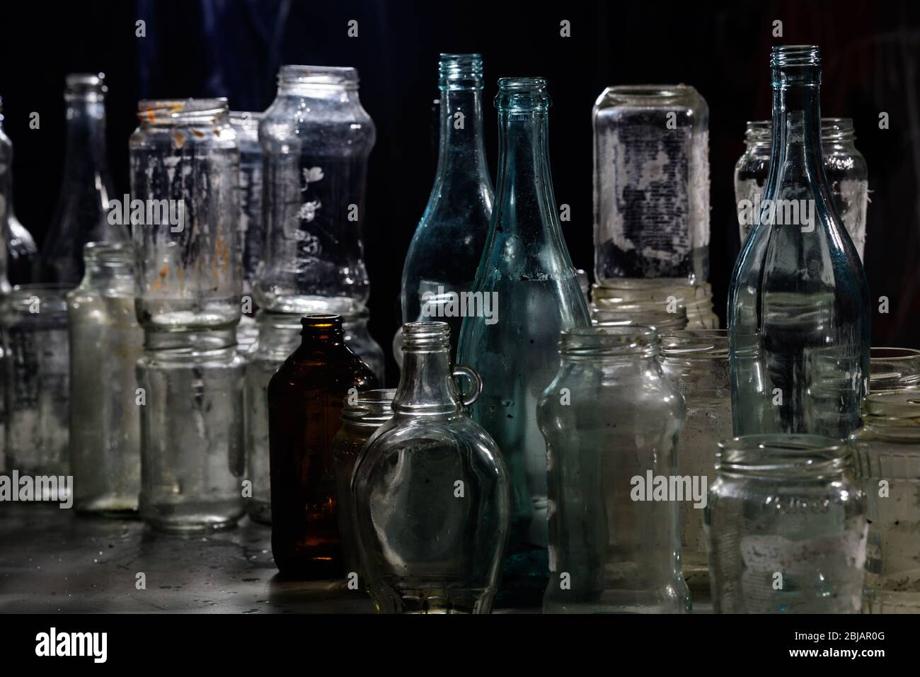 Glass bottles and jars collected for Recycling Stock Photo Alamy