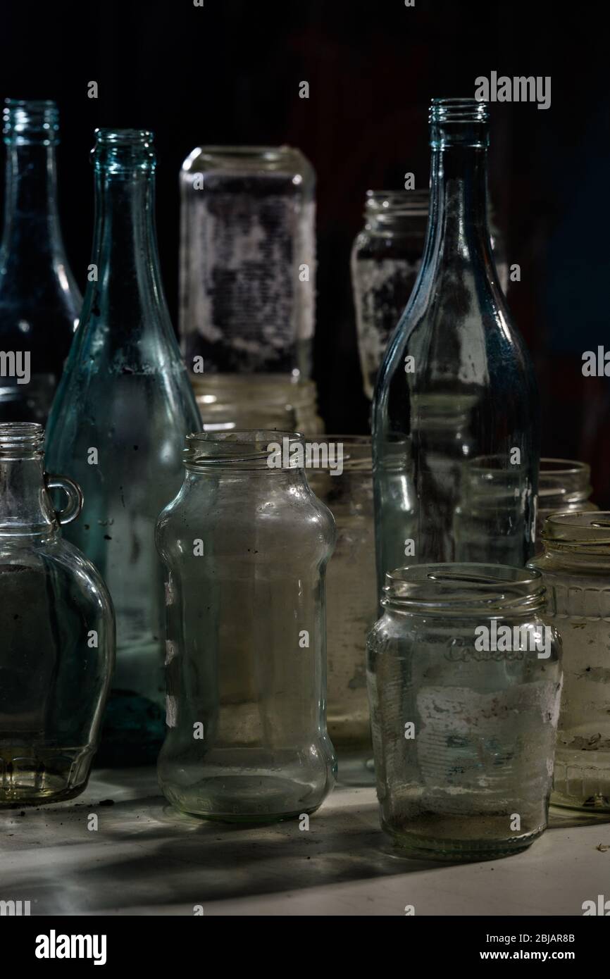 Glass bottles and jars collected for Recycling Stock Photo Alamy