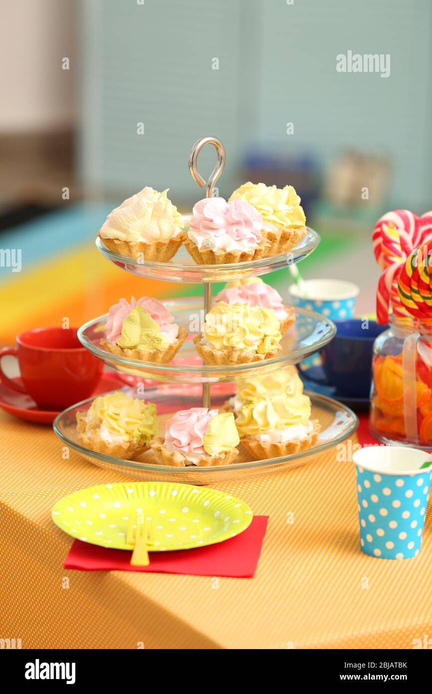 Tasty Birthday cupcakes Stock Photo