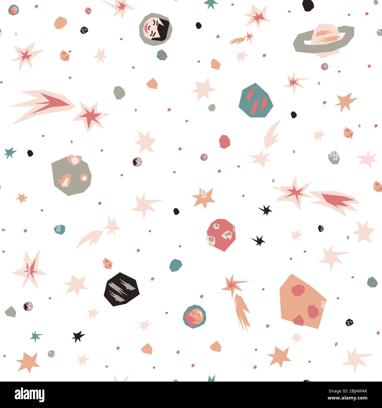 Space paper vector seamless pattern on white Stock Vector