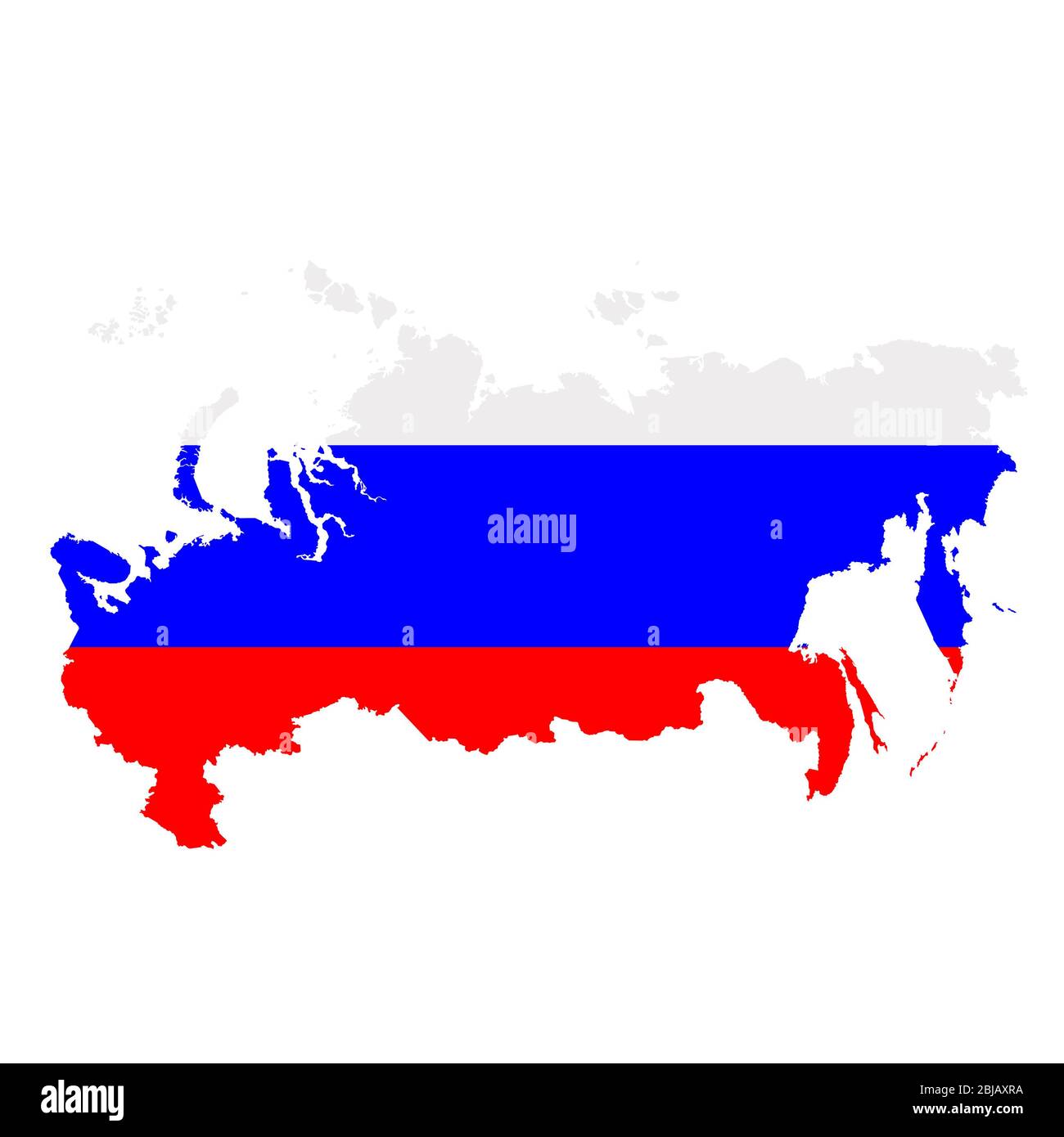 Russia flag map. Country outline with national flag Stock Photo