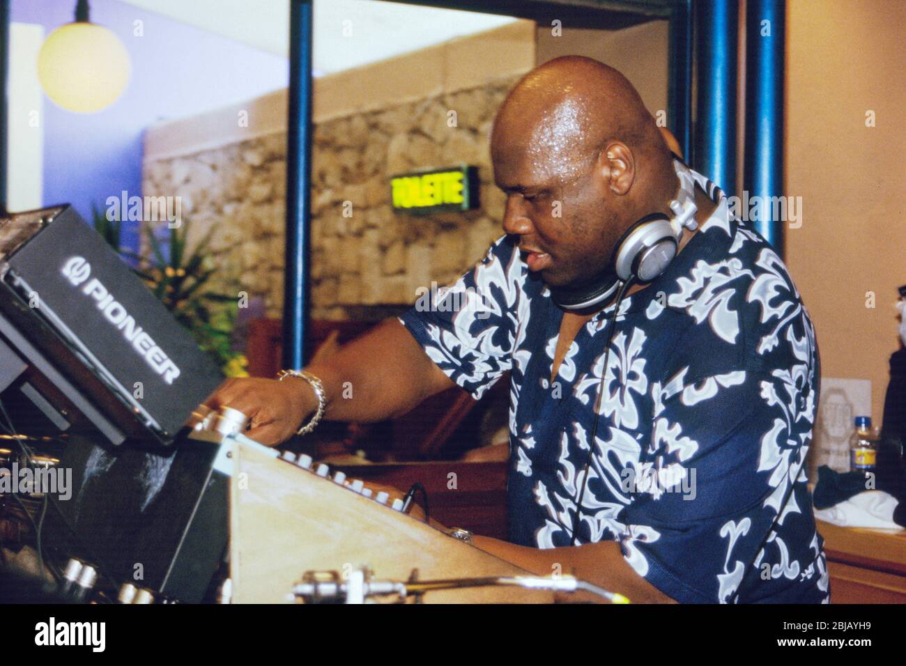 Carl Cox DJ performing at the Space club, Ibiza, Balearic islands, Spain. Stock Photo