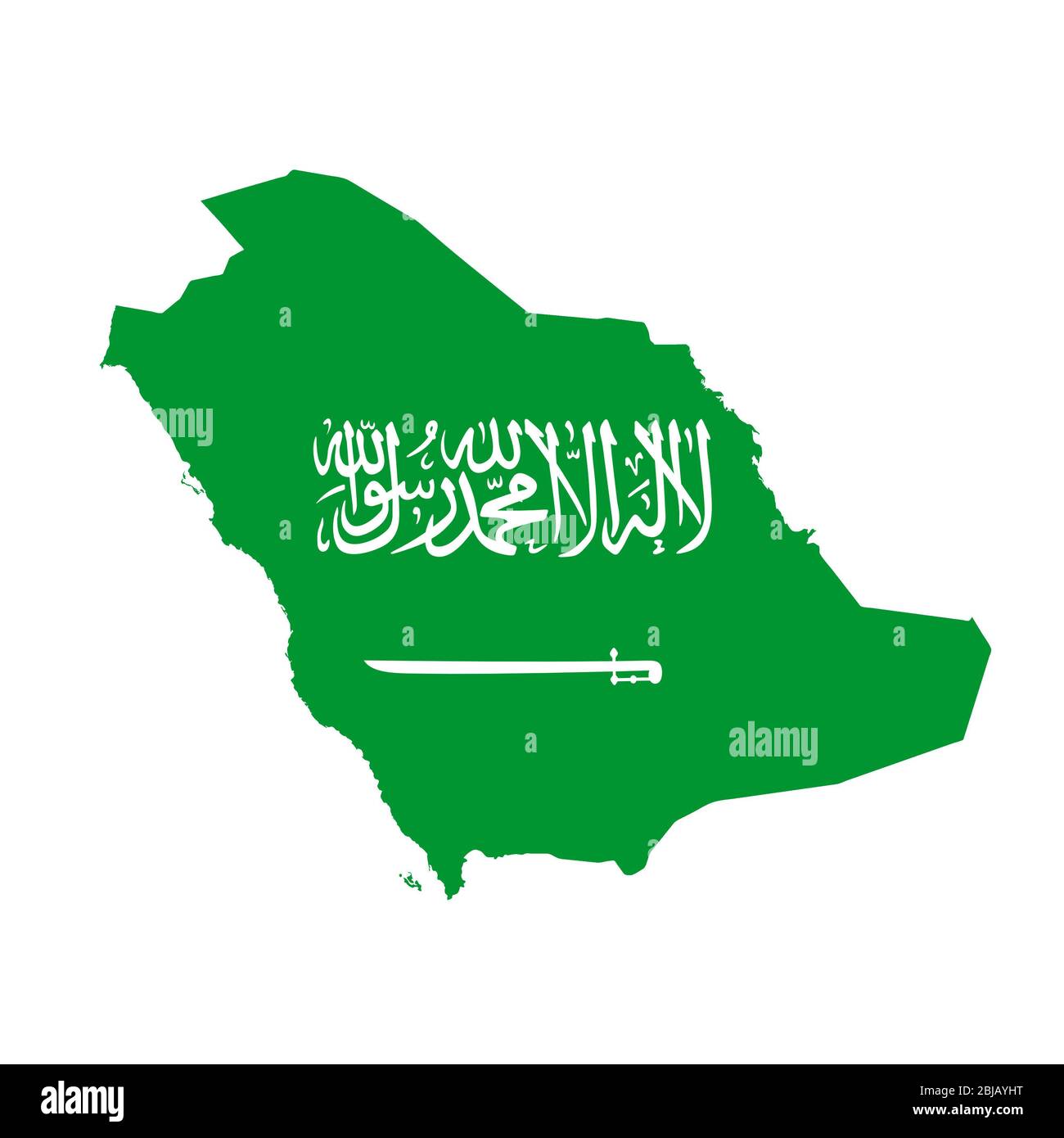 Saudi Arabia flag map. Country outline with national flag Stock Photo