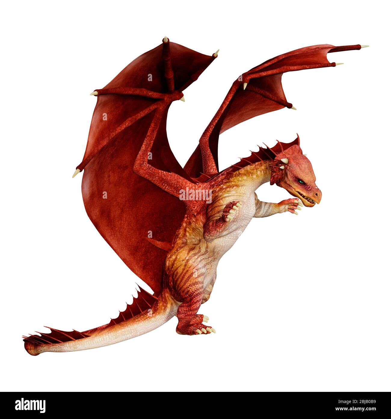 3D rendering of a fantasy dragon isolated on white background Stock ...