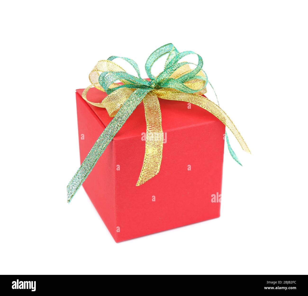 Gift box with ribbon bow on white background Stock Photo - Alamy