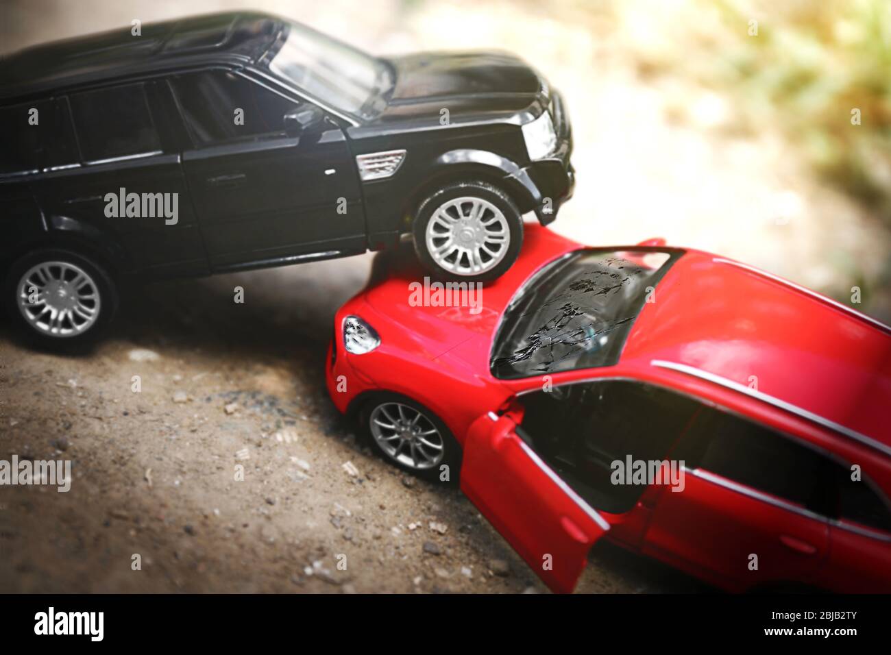 Toy cars crash, closeup Stock Photo Alamy