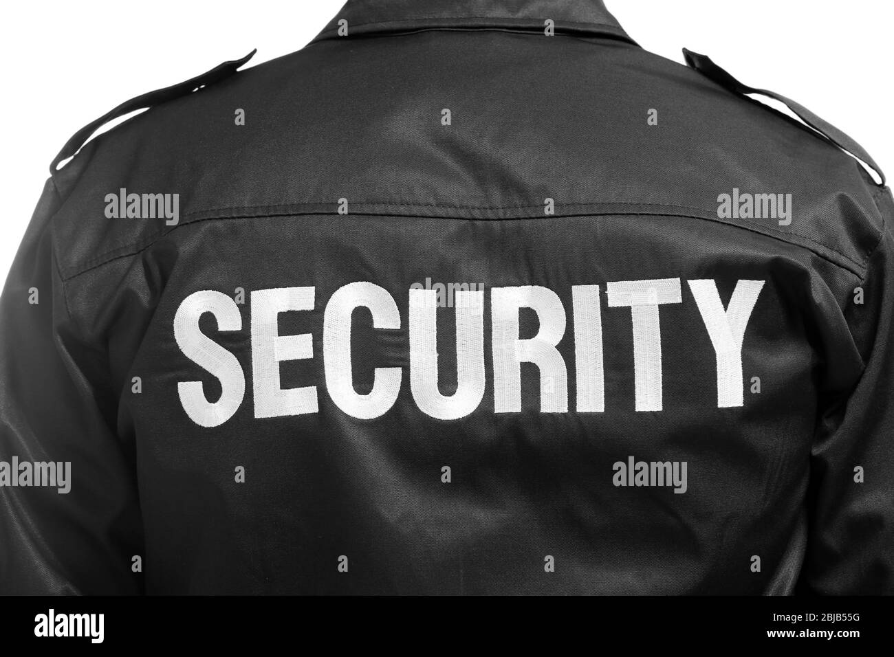 Back of male security guard, closeup Stock Photo