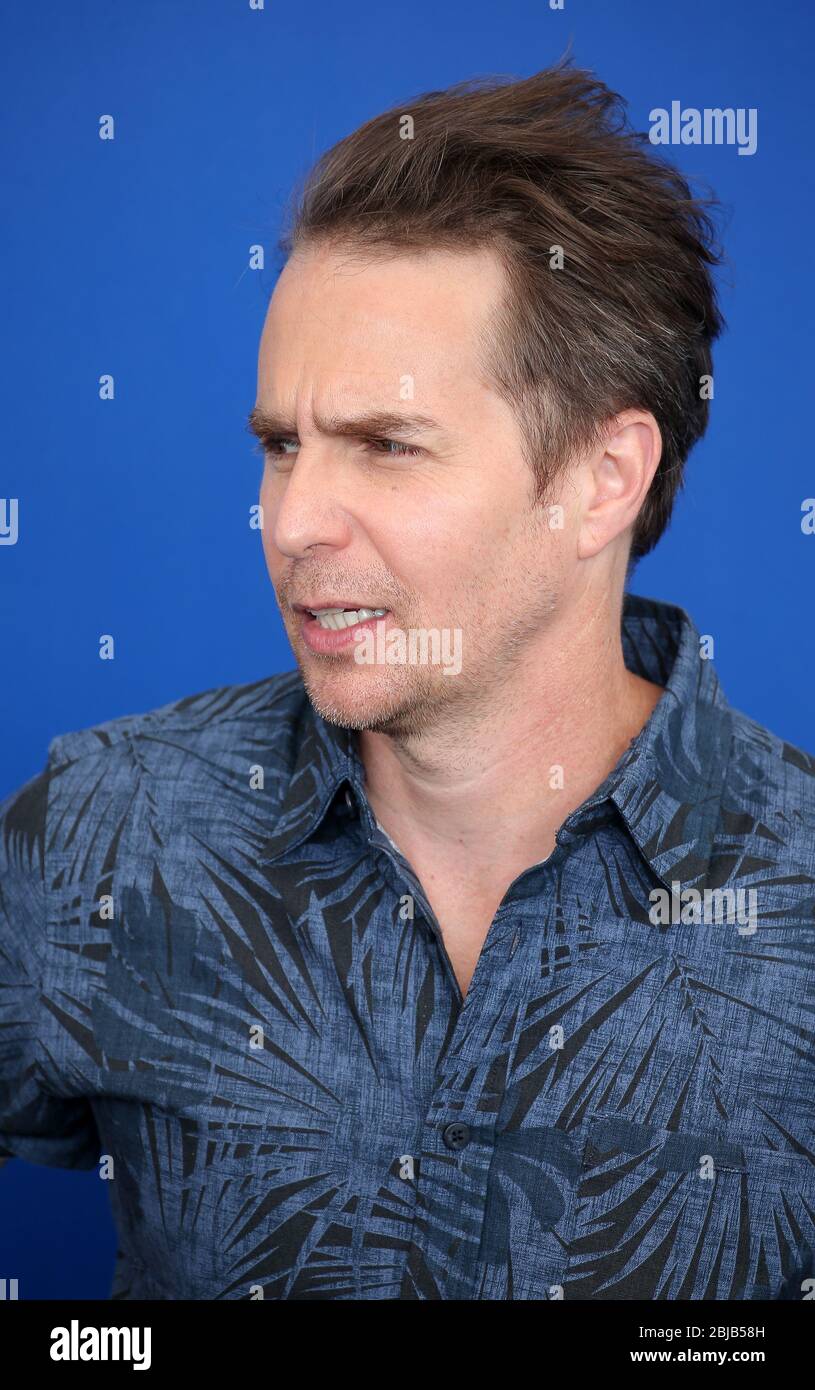 VENICE, ITALY - SEPTEMBER 04:  Sam Rockwell attends the 'Three Billboards Outside Ebbing, Missouri' photocall during the 74th Venice Film Festival Stock Photo