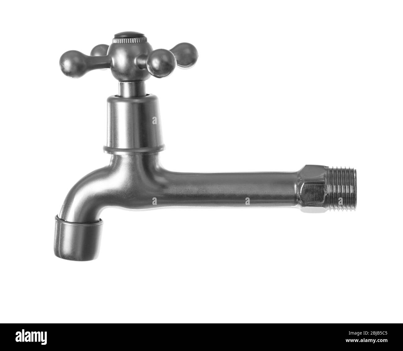 Metal tap isolated on white, saving water concept Stock Photo - Alamy