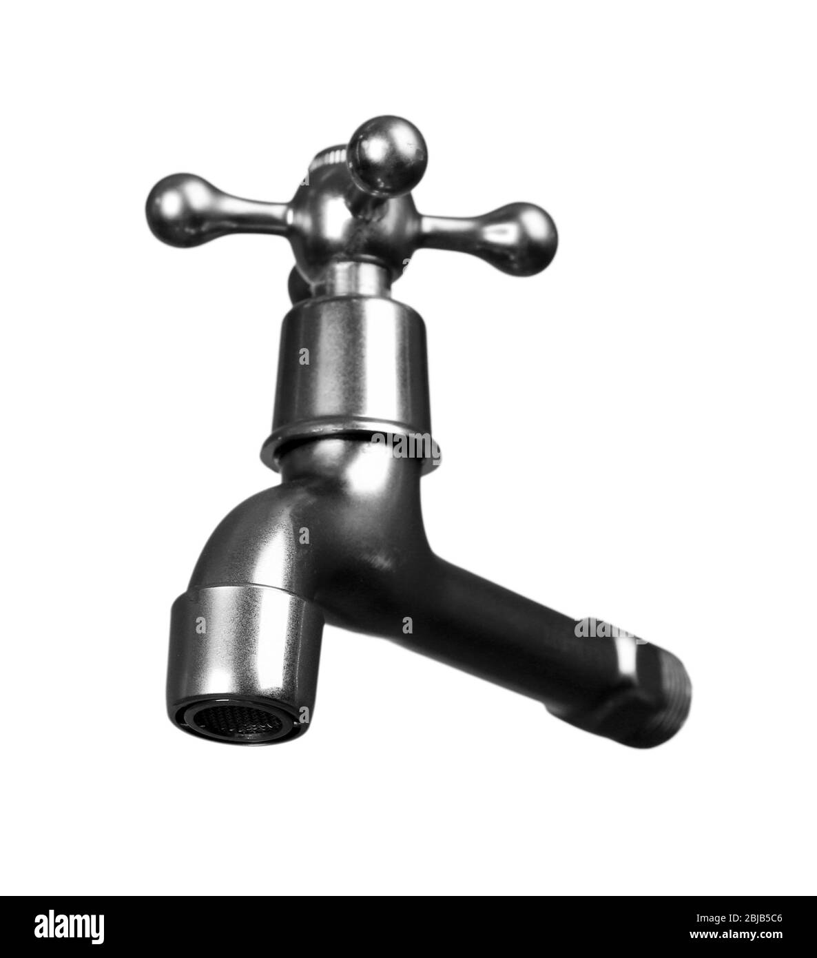 Metal tap isolated on white, saving water concept Stock Photo - Alamy