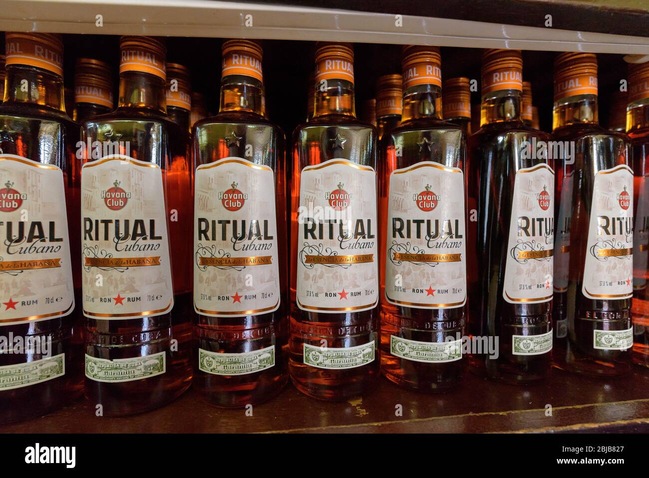 Havana Club bottles at the Museo del Ron (Rum Museum) in Havana, Cuba