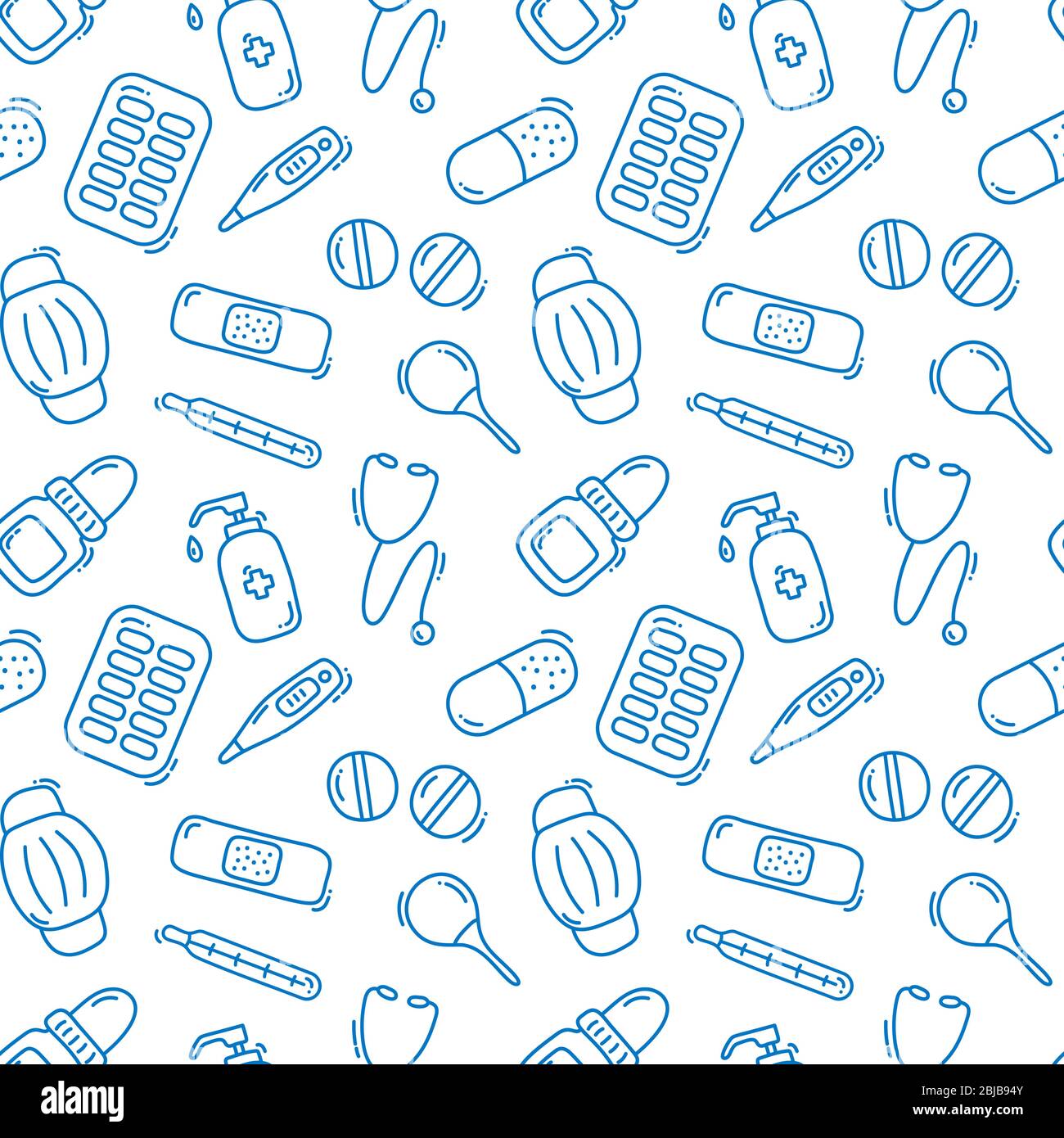 Vector seamless pattern with healthcare, medicine and pharmacy