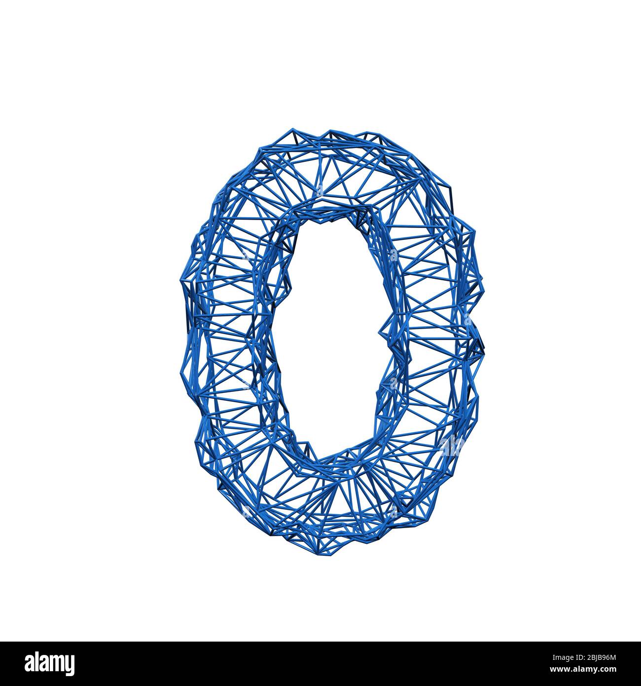Letter O wire frame low poly alphabet. 3D rendering Stock Photo