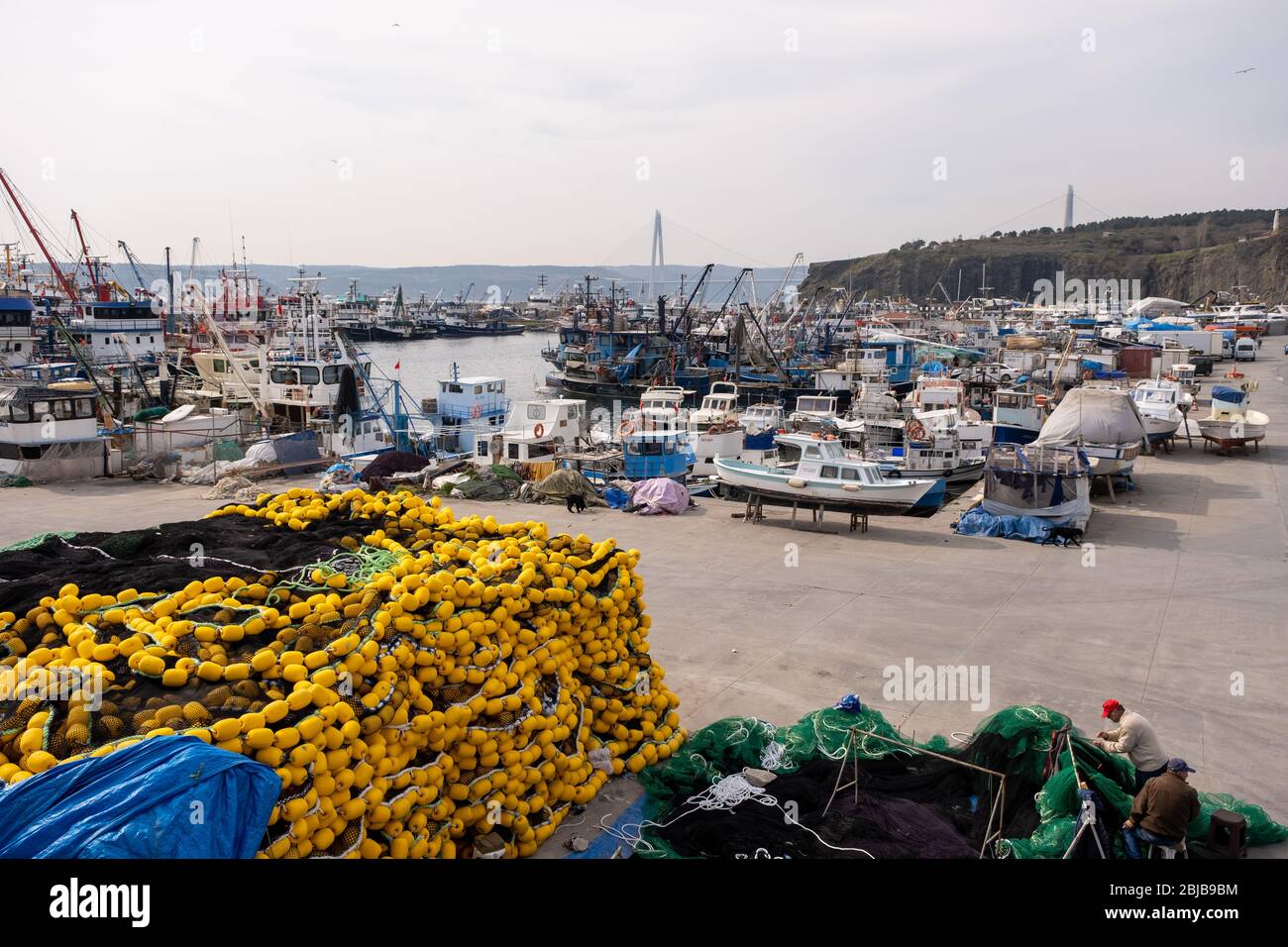 Rumelifeneri, Sariyer, Istanbul / Turkey - April 14 2020: Rumelifeneri fishing town Stock Photo