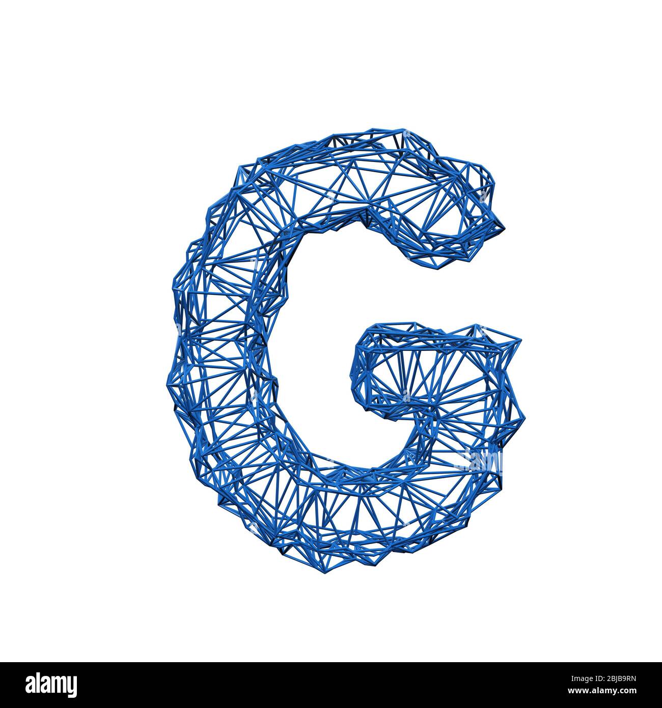 Letter G wire frame low poly alphabet. 3D rendering Stock Photo