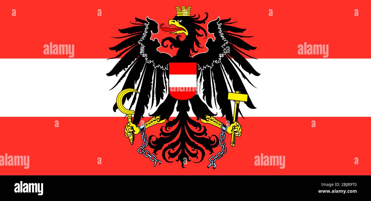Austria flag. National flag design with eagle emblem. Red and white flag. The  national symbol of Austria. Austrian National colors. National sign of A  Stock Photo - Alamy