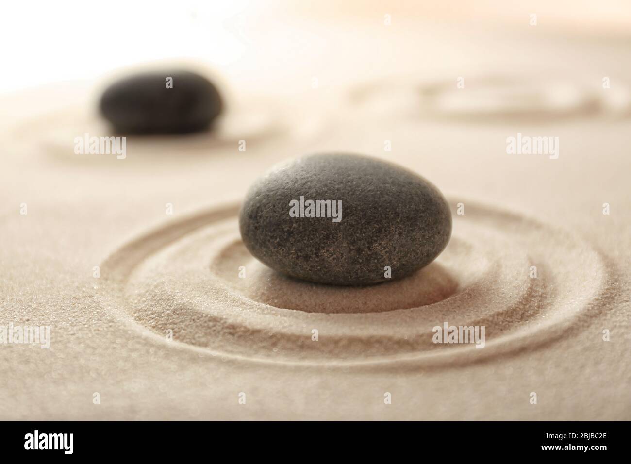 Japanese Zen garden. Pebbles on a sand Stock Photo Alamy