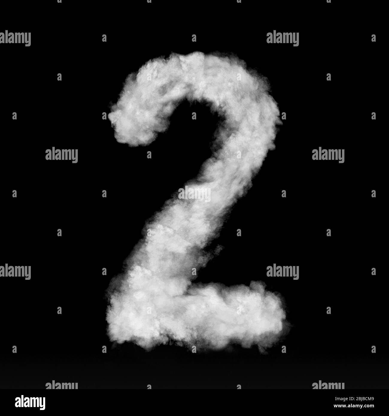 Figure two made from white clouds on a black background. Stock Photo