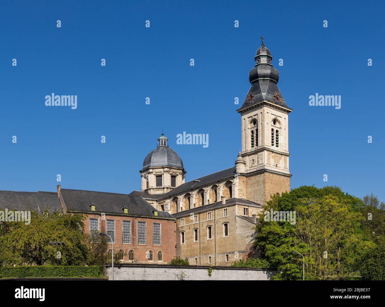 Ghent, Belgium - April 26, 2020: The Sint Pieterskerk or Our Lady of Saint Peter Church seen from behind Stock Photo