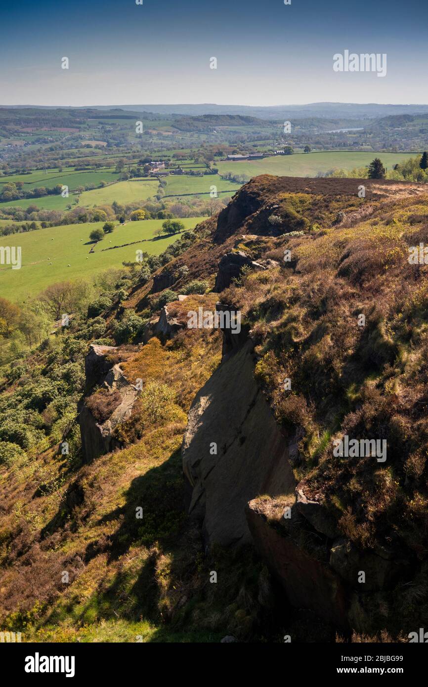 UK, England, Cheshire, Congleton, Bosley Cloud, view over Rushton Spencer and Rudyard Reservoir Stock Photo