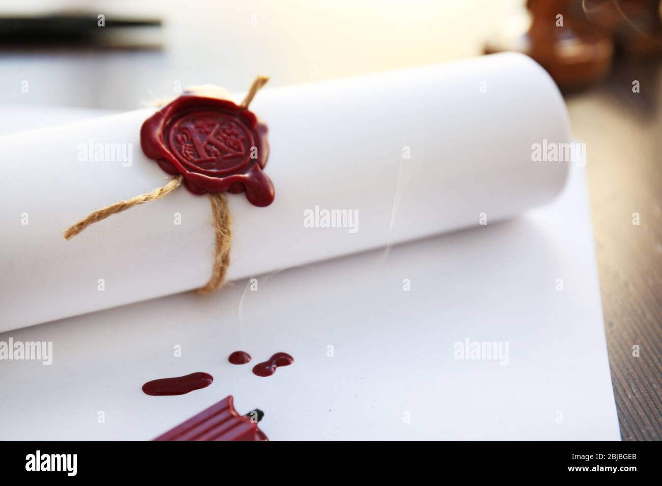 Old notarial wax seal on tied scroll Stock Photo - Alamy