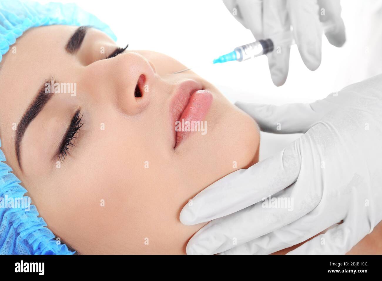 Plastic surgery concept. Hyaluronic acid injection Stock Photo