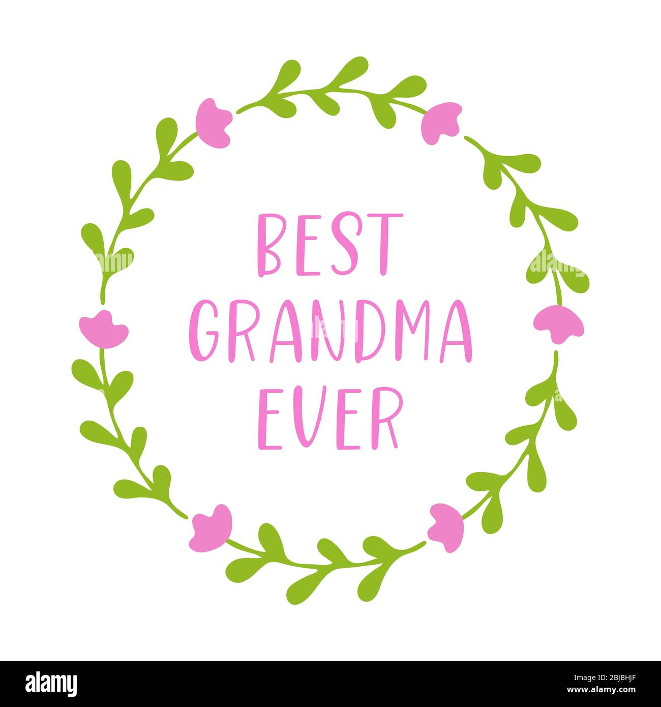 Hand sketched “Best Grandma ever” quote. Drawn Lettering for postcard