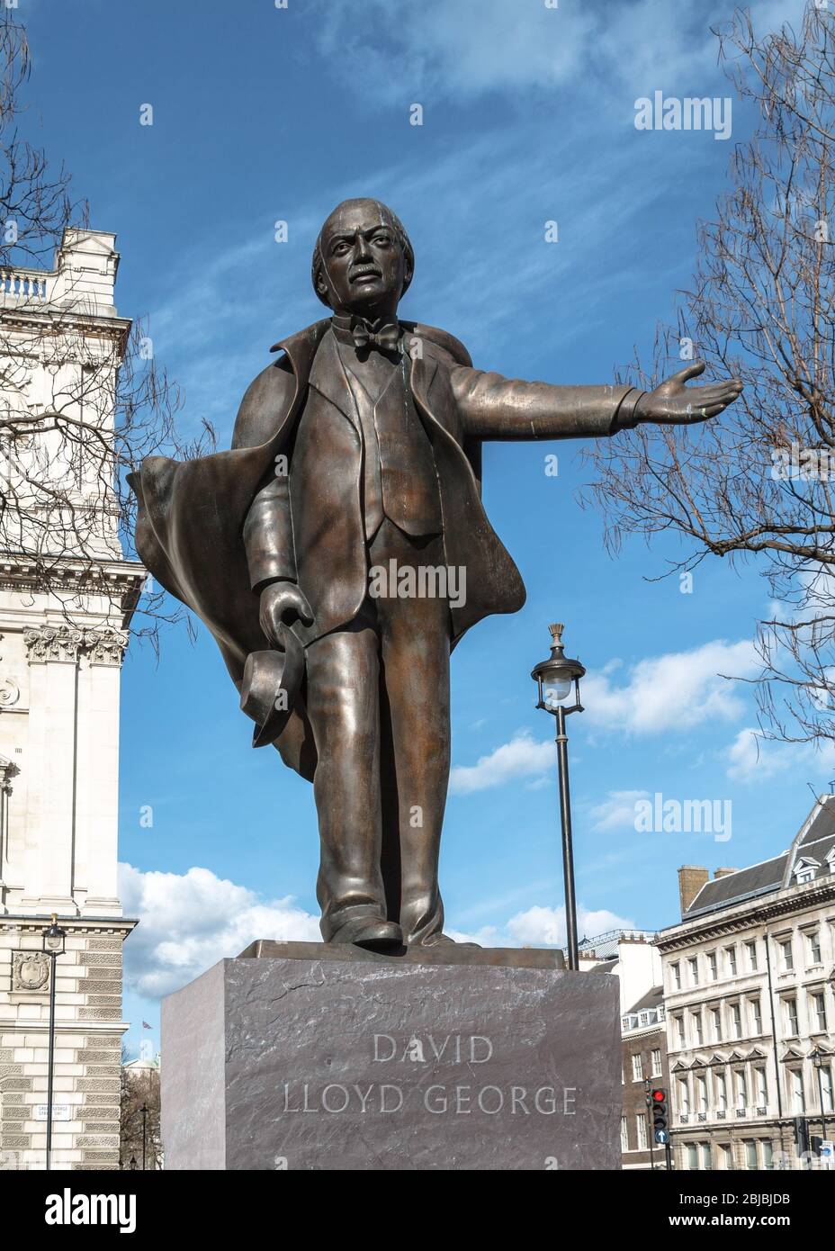 The statue of David Lloyd on Parliament Square Garden Stock