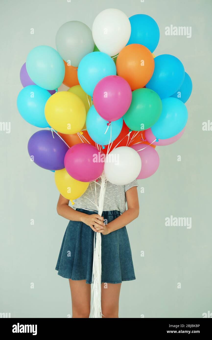 Balloons blow girl woman hi-res stock photography and images - Alamy