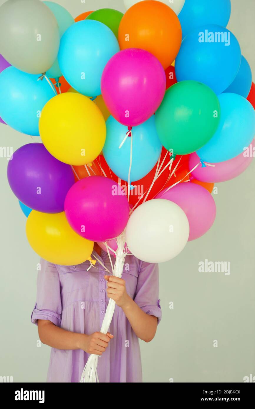 Balloons blow girl woman hi-res stock photography and images - Alamy